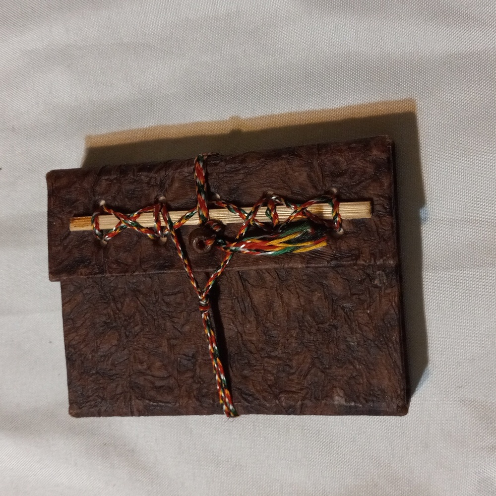Faux leather journal  Lokta paper & tri color tie